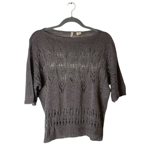 Moth by Anthropologie “Of The Ages” Open Lace Knit Dolman Short Sleeve Sweater - Picture 1 of 8